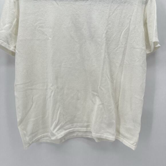 The Reset R Label Everyday Knit Tee Size M White Linen Boxy Fit Sheer Preppy NWT - Picture 4 of 12